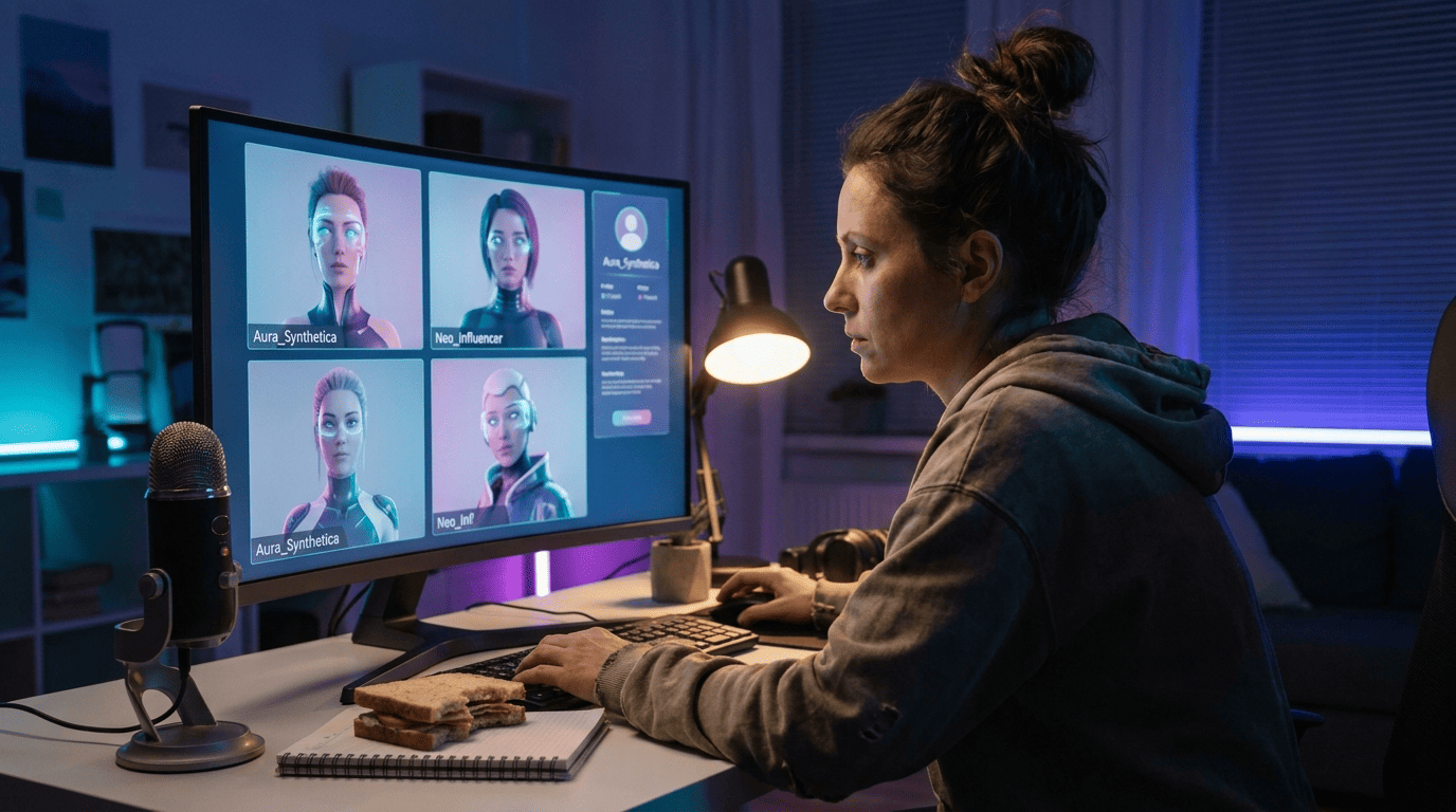 Créateur humain authentique face aux contenus IA parfaits et aux algorithmes