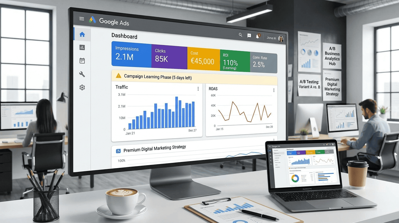 Dashboard marketing et campagne en phase d'apprentissage avec données de performance